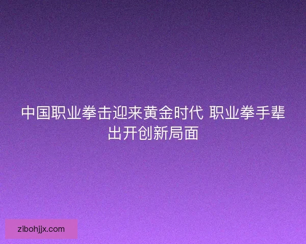 中国职业拳击迎来黄金时代 职业拳手辈出开创新局面