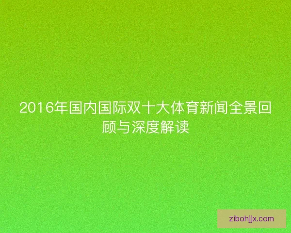 2016年国内国际双十大体育新闻全景回顾与深度解读