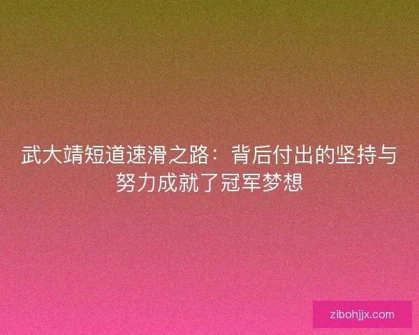 武大靖短道速滑之路：背后付出的坚持与努力成就了冠军梦想